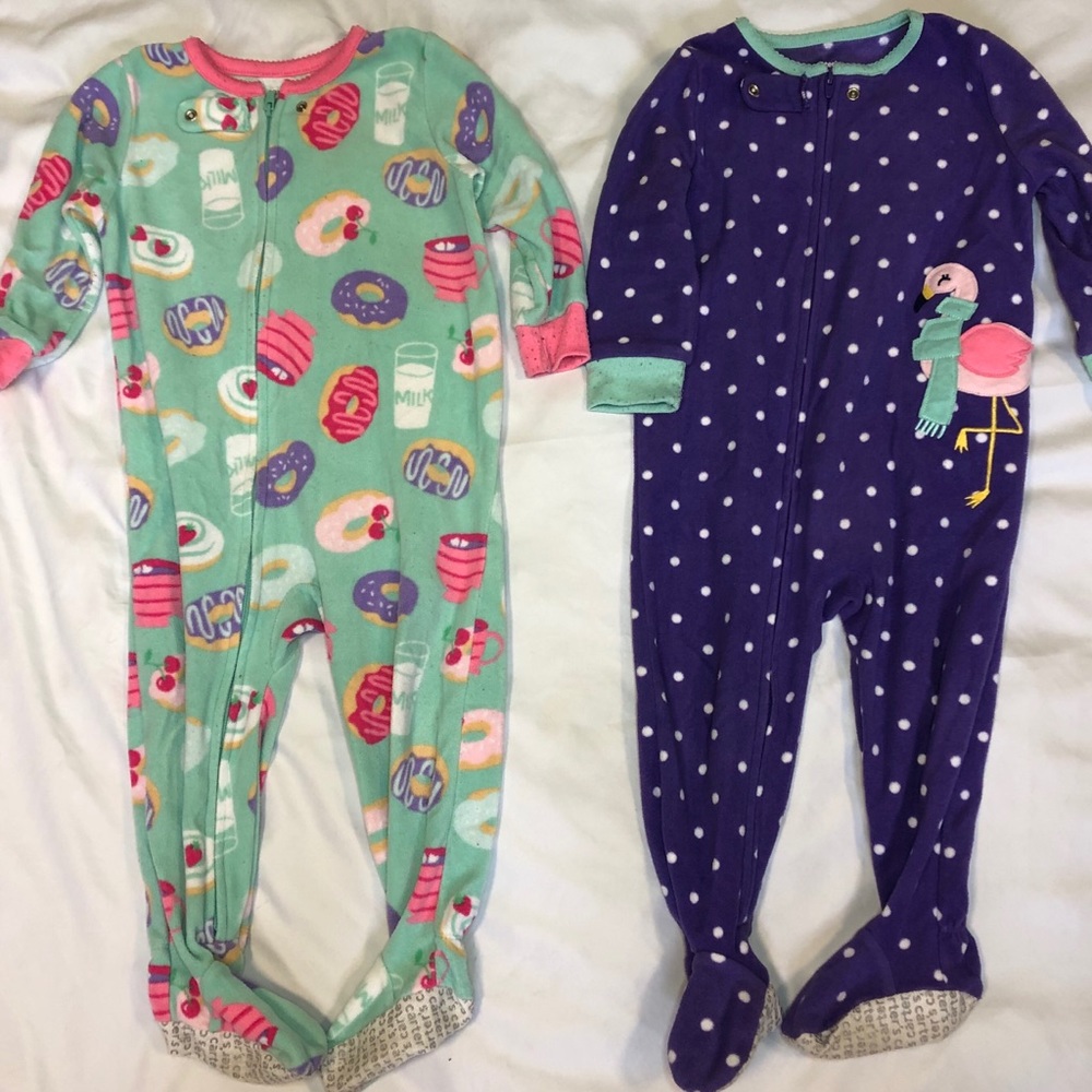 Carter’s baby girl zipper warm fleece pajamas 18M